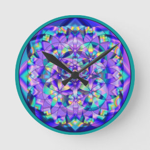 Flower of Life Blue~clock Round Clock