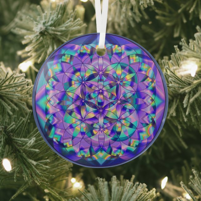 Flower of Life Blue~ Glass Tree Decoration (Insitu)