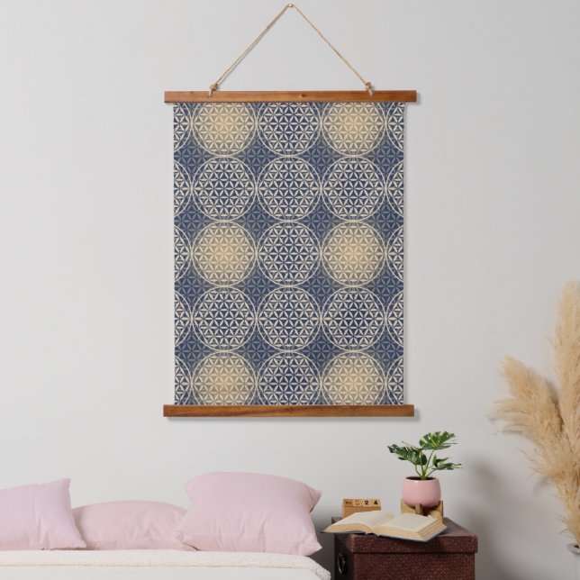 FLOWER OF LIFE - blue sand pattern Hanging Tapestry (Bedroom)