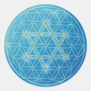 Flower of Life - Blue Six-Pointed Star Classic Round Sticker