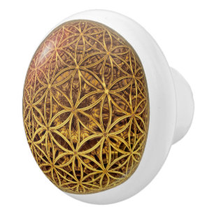 Flower Of Life / Blume des Lebens - ball grid gold Ceramic Knob