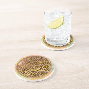 Flower Of Life / Blume des Lebens - ball grid gold Coaster
