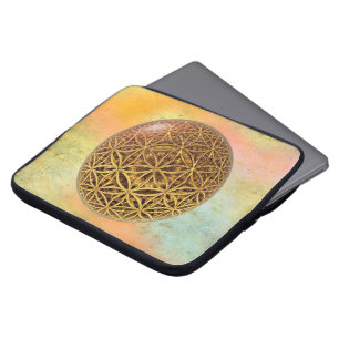 Flower Of Life / Blume des Lebens - ball grid gold Laptop Sleeve