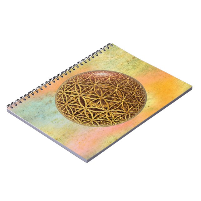 Flower Of Life / Blume des Lebens - ball grid gold Notebook (Left Side)