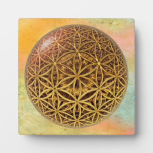 Flower Of Life / Blume des Lebens - ball grid gold Plaque