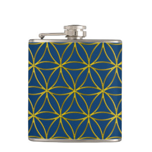 Flower of Life / Blume des Lebens - Border gold Hip Flask