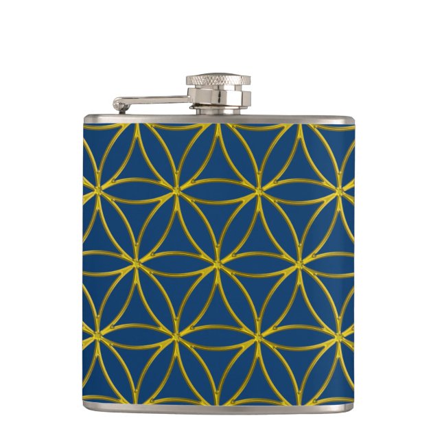 Flower of Life / Blume des Lebens - Border gold Hip Flask (Front)