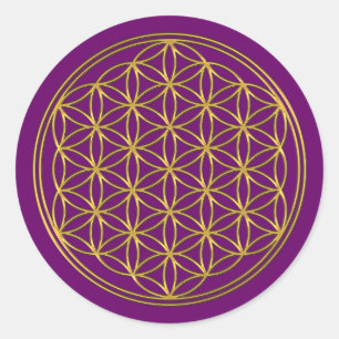 Flower Of Life / Blume des Lebens - brilliant gold Classic Round Sticker