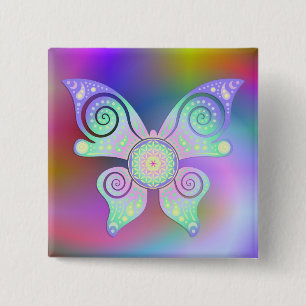 Flower of Life / Blume des Lebens - butterfly 15 Cm Square Badge