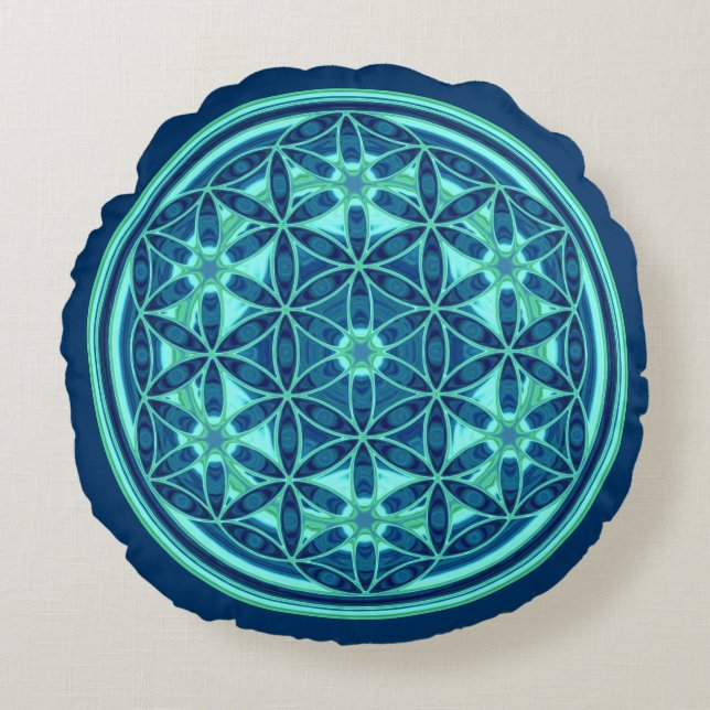 Flower Of Life / Blume des Lebens - Button I Round Cushion (Front)