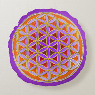 Flower Of Life / Blume des Lebens - Button IV Round Cushion