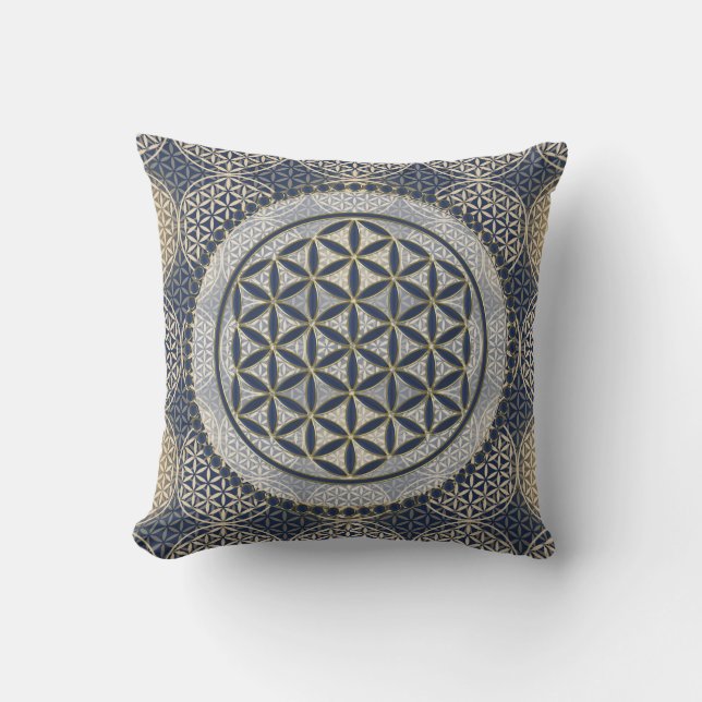 Flower of Life / Blume des Lebens - Button IX Cushion (Front)