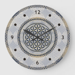 Flower of Life / Blume des Lebens - Button IX Large Clock