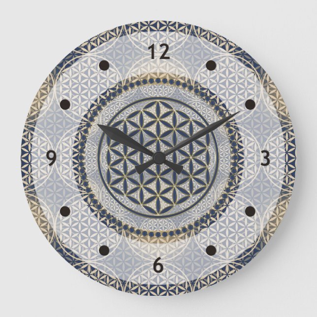 Flower of Life / Blume des Lebens - Button IX Large Clock (Front)