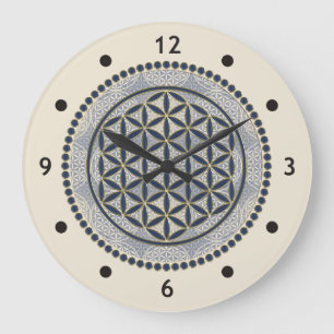 Flower of Life / Blume des Lebens - Button IX Large Clock
