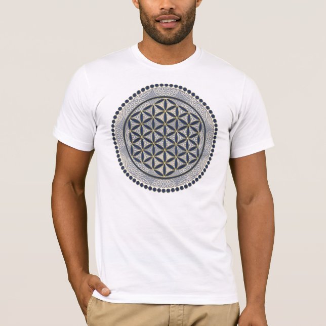 Flower of Life / Blume des Lebens - Button IX T-Shirt (Front)