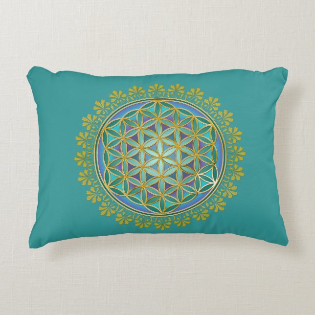Flower Of Life / Blume des Lebens - Button V Decorative Cushion (Front)