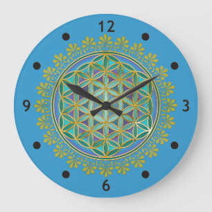 Flower Of Life / Blume des Lebens - Button V Large Clock
