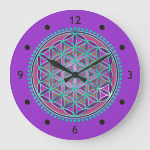 Flower Of Life / Blume des Lebens - Button VI Large Clock