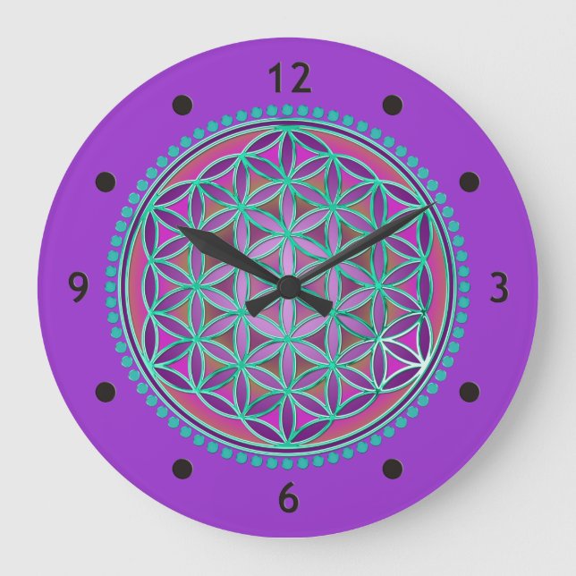 Flower Of Life / Blume des Lebens - Button VI Large Clock (Front)