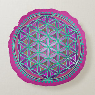 Flower Of Life / Blume des Lebens - Button VI Round Cushion