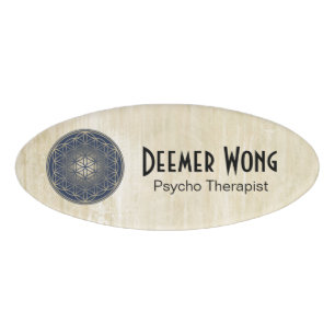 Flower of Life / Blume des Lebens - Button VIII Name Tag