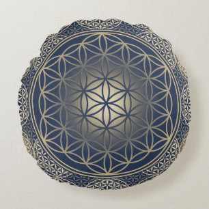 Flower Of Life / Blume des Lebens - Button VIII Round Cushion