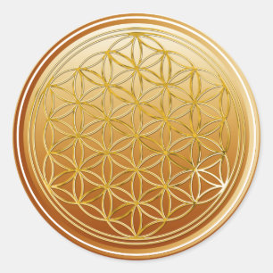 Flower Of Life / Blume des Lebens - GOLD brown Classic Round Sticker