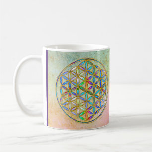 Flower of Life / Blume des Lebens - gold colourful Coffee Mug