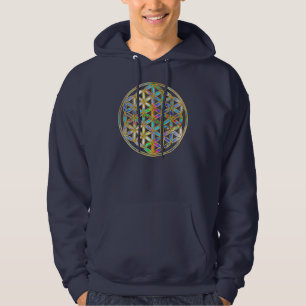 Flower of Life / Blume des Lebens - gold colourful Hoodie