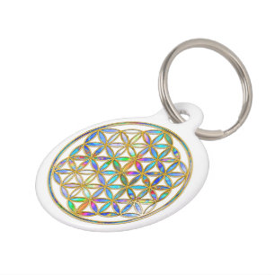 Flower of Life / Blume des Lebens - gold colourful Pet Tag