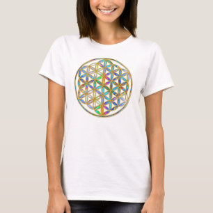 Flower of Life / Blume des Lebens - gold colourful T-Shirt