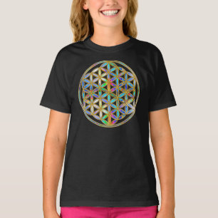Flower of Life / Blume des Lebens - gold colourful T-Shirt