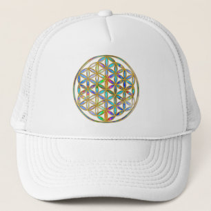 Flower of Life / Blume des Lebens - gold colourful Trucker Hat