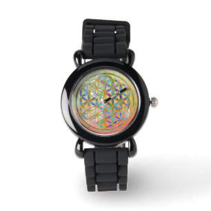 Flower of Life / Blume des Lebens - gold colourful Watch