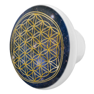 Flower Of Life / Blume des Lebens - gold galaxy Ceramic Knob