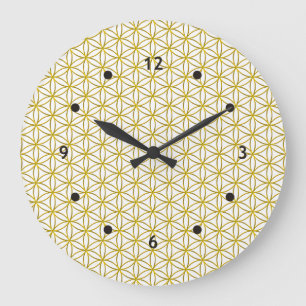 Flower of Life / Blume des Lebens - gold pattern Large Clock