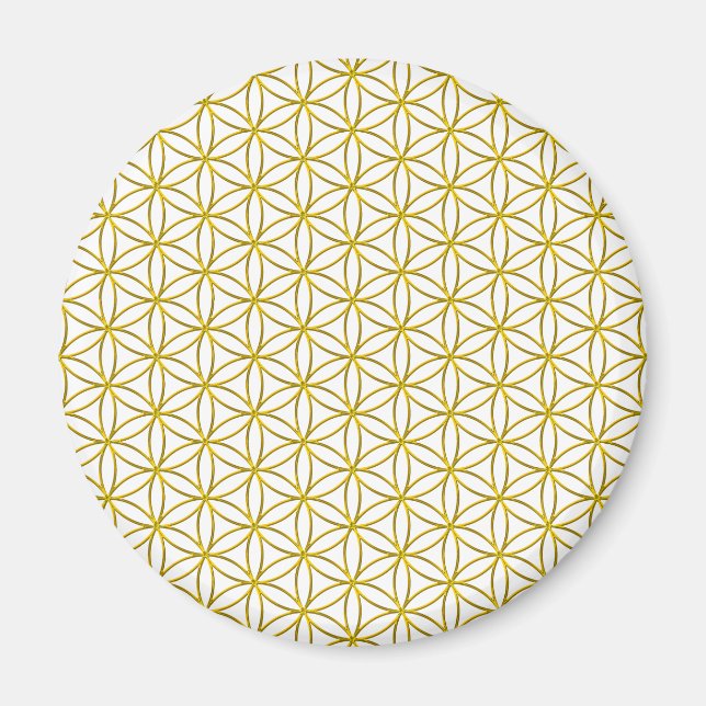 Flower of Life / Blume des Lebens - gold pattern Magnet (Front)