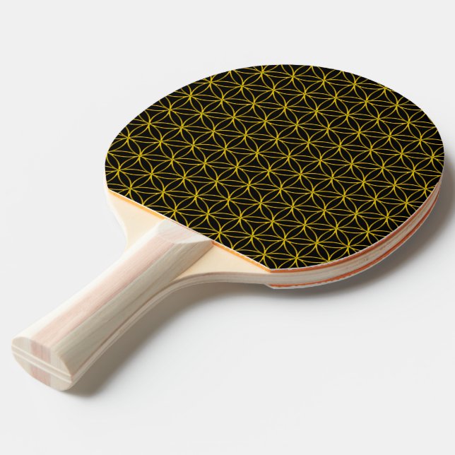 Flower of Life / Blume des Lebens - gold pattern Ping Pong Paddle (Front Angle)
