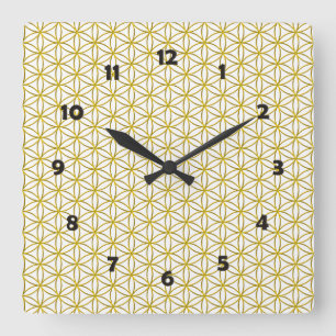 Flower of Life / Blume des Lebens - gold pattern Square Wall Clock