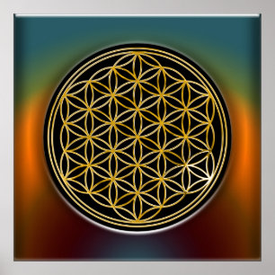Flower Of Life / Blume des Lebens - gold Poster