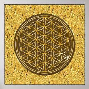 Flower Of Life / Blume des Lebens - gold Poster