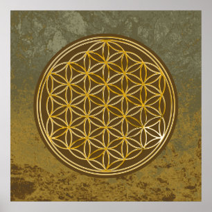 Flower Of Life / Blume des Lebens - gold Poster