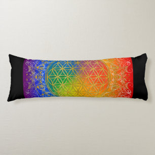 Flower Of Life / Blume des Lebens - GOLD rainbow Body Cushion
