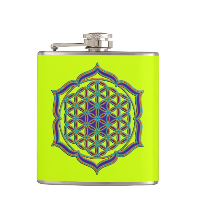 Flower Of Life / Blume des Lebens - Lotus Contour Hip Flask (Front)