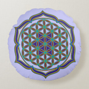 Flower Of Life / Blume des Lebens - Lotus Contour Round Cushion