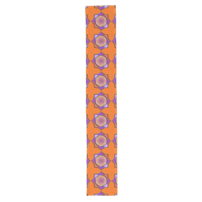 Flower of Life / Blume des Lebens - Lotus orange Long Table Runner (Front)