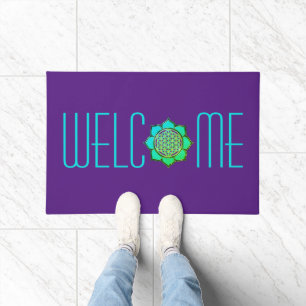 Flower Of Life / Blume des Lebens  Lotus turquoise Doormat