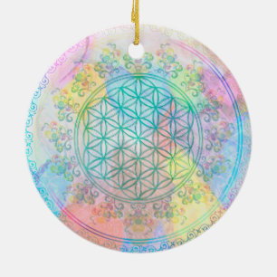 Flower of Life / Blume des Lebens - Love Hearts Ceramic Tree Decoration