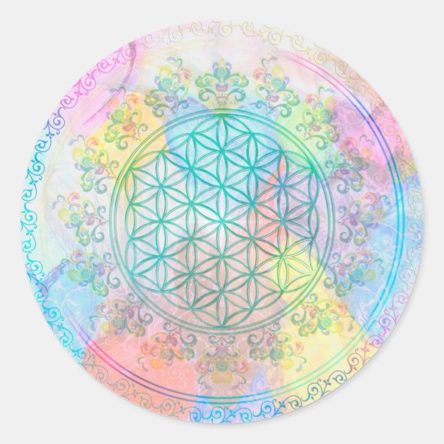 Flower of Life / Blume des Lebens - Love Hearts Classic Round Sticker (Front)